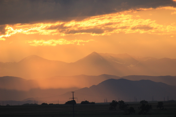Sunset, Longs Peak in background, July 5, 2021, Allen Best photographer