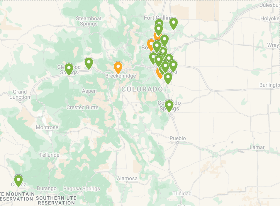 Map of Colorado jurisdictions funded for turf-removal programs 