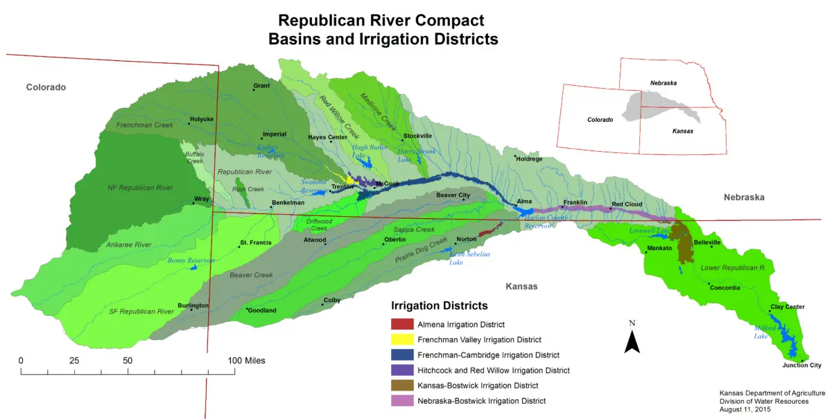 Republican River Basin map for Colorado, Nebraska and Kansas
